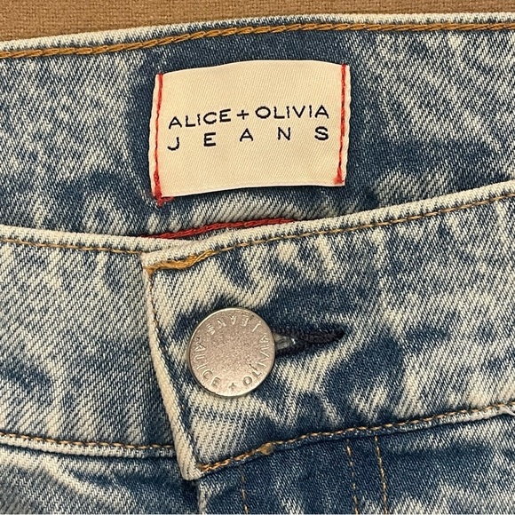 Alice + Olivia Kayla Wide Leg Coin Pocket Jeans Rockstar Blue Size 29 - Picture 10 of 17